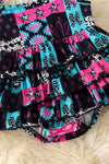 Black, fuchsia & turquoise aztec printed baby bodysuit. RPG60806 JEAN