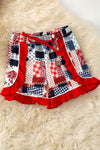 Patriotic multi-printed patch 2 piece short set. OFG60750 AMY
