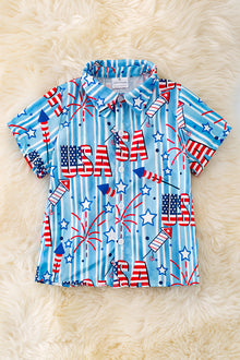  Patriotic USA printed button up shirt. TPB40330 JEAN