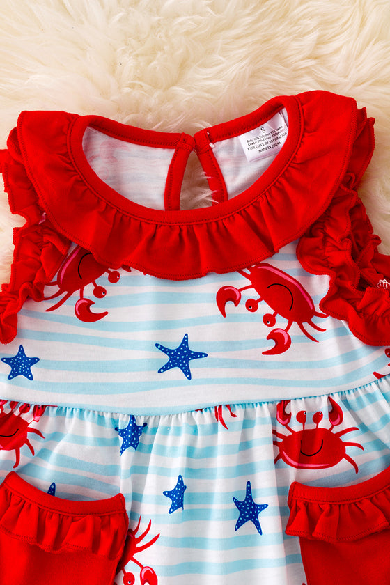 Crab printed tunic w/red shorts. OFG41075 SOL