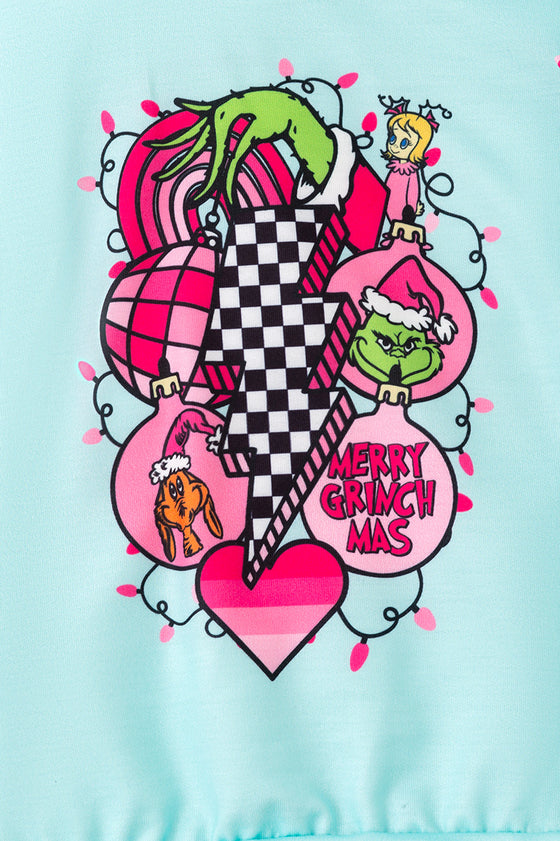 Merry Grinchmas aqua long sleeve sweatshirt. TPG50582 SOL