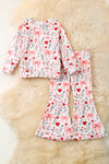 Heart & bow printed girls 2 piece set.  OFG52847 SOL