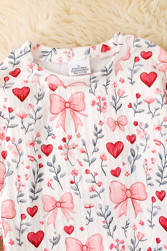 Heart & bow printed girls 2 piece set.  OFG52847 SOL