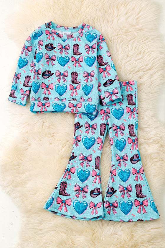 Cute western printed 2 piece set. OFG52874 AMY