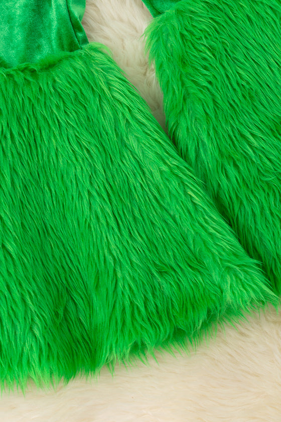 Green Velvety and fur bell bottoms. PNG50544 Jean