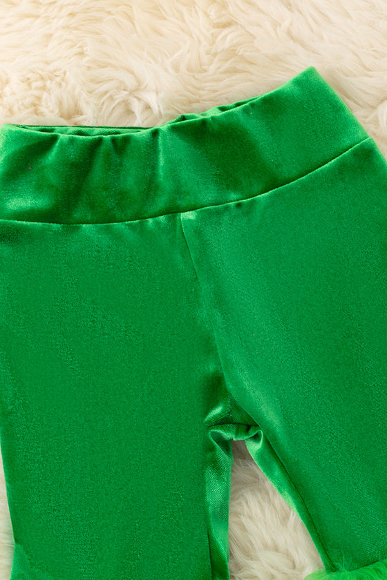 Green Velvety and fur bell bottoms. PNG50544 Jean
