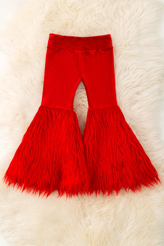 Red Velvety and fur bell bottoms. PNG50543 AMY