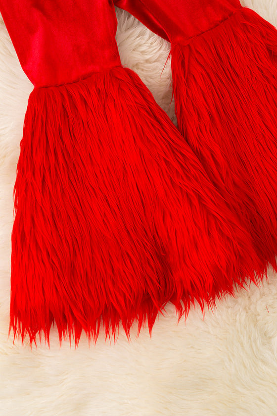Red Velvety and fur bell bottoms. PNG50543 AMY