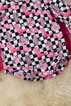 Checkered -western printed baby bodysuit w/bell sleeves. RPG61267 AMY