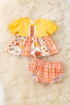 Yellow & Orange plaid baby tunic & baby bloomers. RPG61912 MON