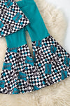 Howdy" Concho & checkered printed 2 piece set. OFG60803 AMY