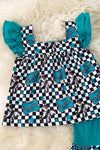 Howdy" Concho & checkered printed 2 piece set. OFG60803 AMY