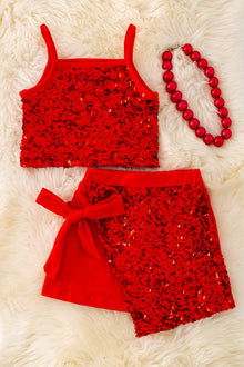  Red sequins 2 piece set. OFG40716 AMY