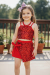 Red sequins 2 piece set. OFG40716 AMY