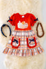 Pumpkin application ruffle dress. DRG40684 SOL