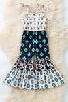 Bull Skull, Aztec, & concho printed jumpsuit. PNG60188 JEAN