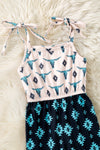 Bull Skull, Aztec, & concho printed jumpsuit. PNG60188 JEAN