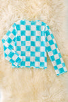 Aqua & white checkered mesh top. TPG40782 wen