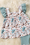 Western printed on dusty green 2 piece set. OFG60999 SOL