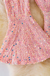 PNG40116 AMY: Blush sequins bell bottoms.