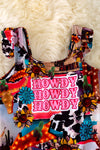 Howdy Howdy Western printed swimsuit with side fringe. SWG40026 AMY