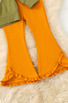 "Bloom where you are planted" Green top and mustard pants.  OFG61419 JEAN