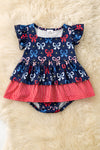 Navy Blue Patriotic multi-printed bow. RPG61266 JEAN