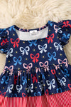 Navy Blue Patriotic multi-printed bow. RPG61266 JEAN