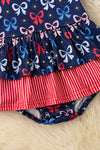 Navy Blue Patriotic multi-printed bow. RPG61266 JEAN