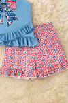 Patriotic ruffle top & animal printed shorts. OFG61135 SOL