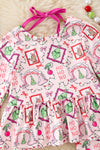 Pink Christmas character printed tunic and bell bottoms with fur. OFG61208 AMY