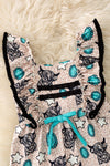 Highland cow & concho printed girls romper. PNG60130 AMY