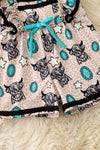 Highland cow & concho printed girls romper. PNG60130 AMY