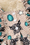 Highland cow & concho printed girls romper. PNG60130 AMY