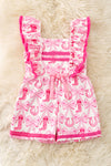 Pink western printed girls romper. PNG60129 JEAN