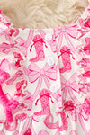 Pink western printed girls romper. PNG60129 JEAN