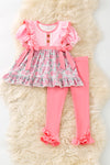 Coral Gingham & floral tunic & leggings! OFG60971 AMY