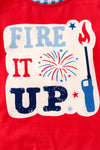 "Fire it up" Red baby romper with gingham trim. RPB60479 SOL