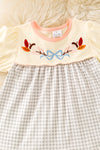 Cute Embroidered top with bubble sleeve & Coral ruffle pants. OFG61391 MON