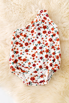  Cold shoulder ditsy floral onesie with snaps. RPG50974 AMY