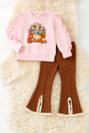 "Fall is proof that change is Beautiful" Pink sweatshirt & brown pants.OFG61414 AMY