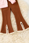 "Fall is proof that change is Beautiful" Pink sweatshirt & brown pants.OFG61414 AMY