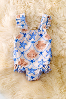  Seashells & sea star printed baby swimsuit. SWG50172 SOL