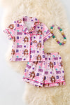 Swif*e cute pink button up pajama short set. PJG50105 AMY