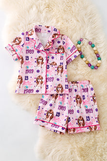  Swif*e cute pink button up pajama short set. PJG50105 AMY