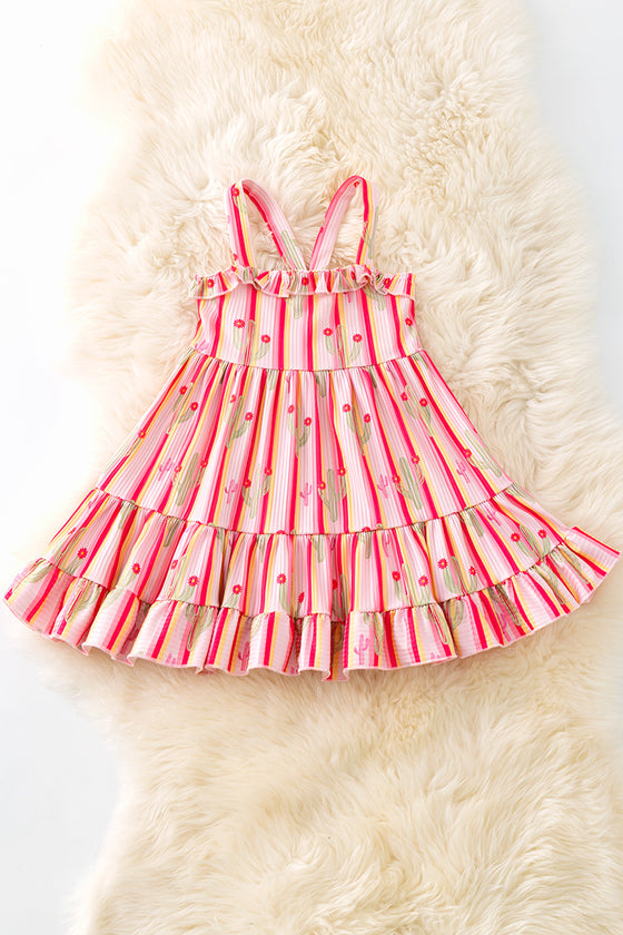 Multi-Color stripe & cactus printed dress. DRG51316 JEAN