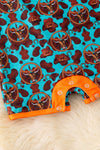 "Dearly Loved" Highland cow printed boys baby romper with snaps. RPB50273 SOL