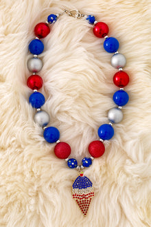  Patriotic bubble necklace w/pendant. 3PCS/$15.00 ACG40456 S