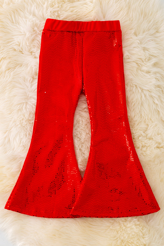 Red shimmery bell pants. PNG40231 NAY