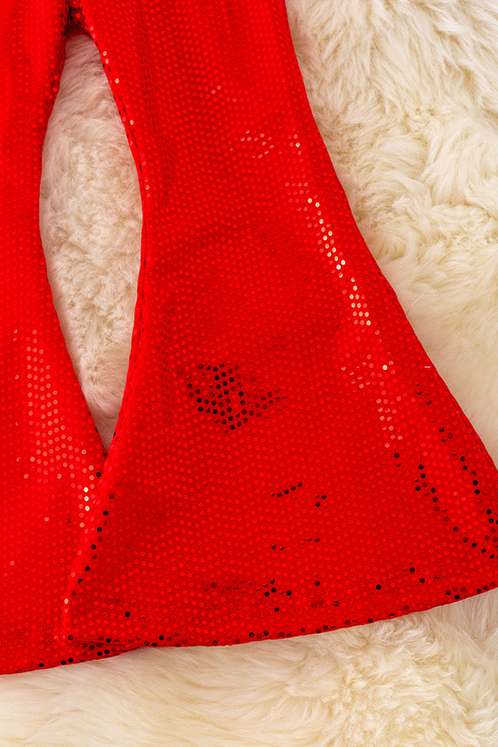 Red shimmery bell pants. PNG40231 NAY